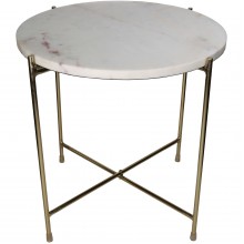Помощна маса 40х40см Marble бяло/златисто